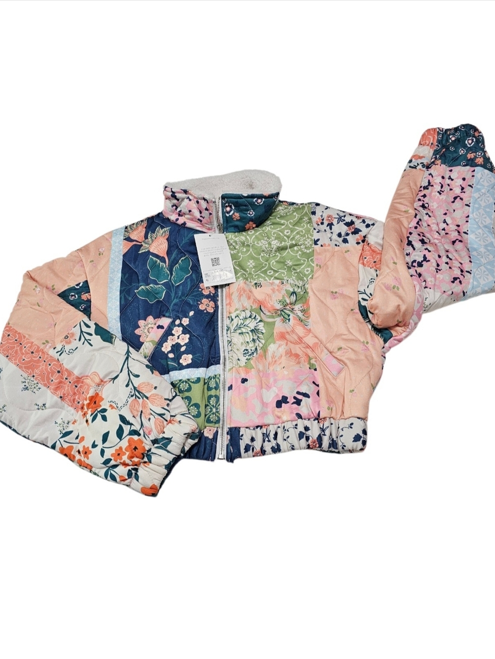 Altar'd State As Revival Patchwork Floral Quilted Super Soft Cropped Jacket Sz S